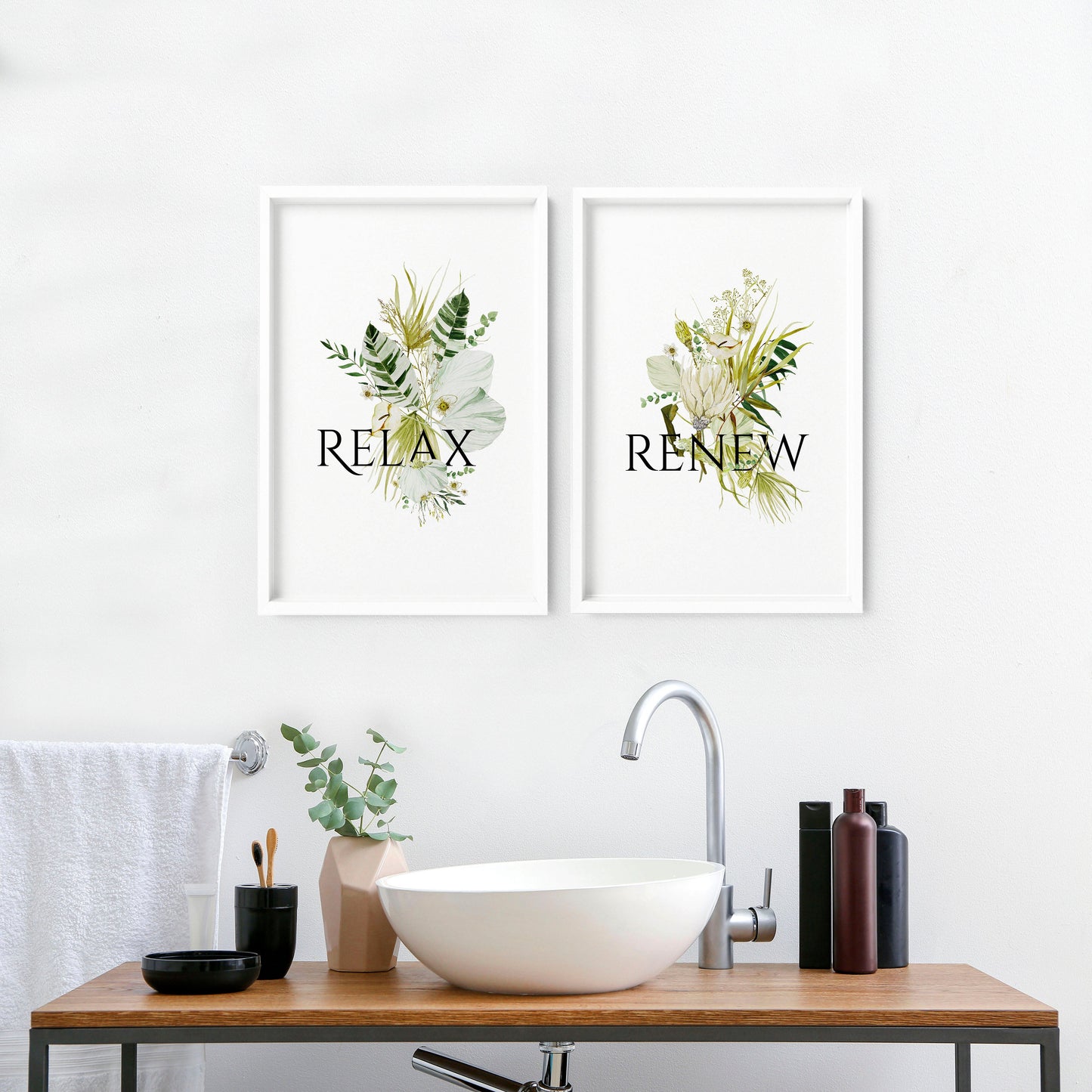 Framed bathroom wall art | Set of 2 unique wall art