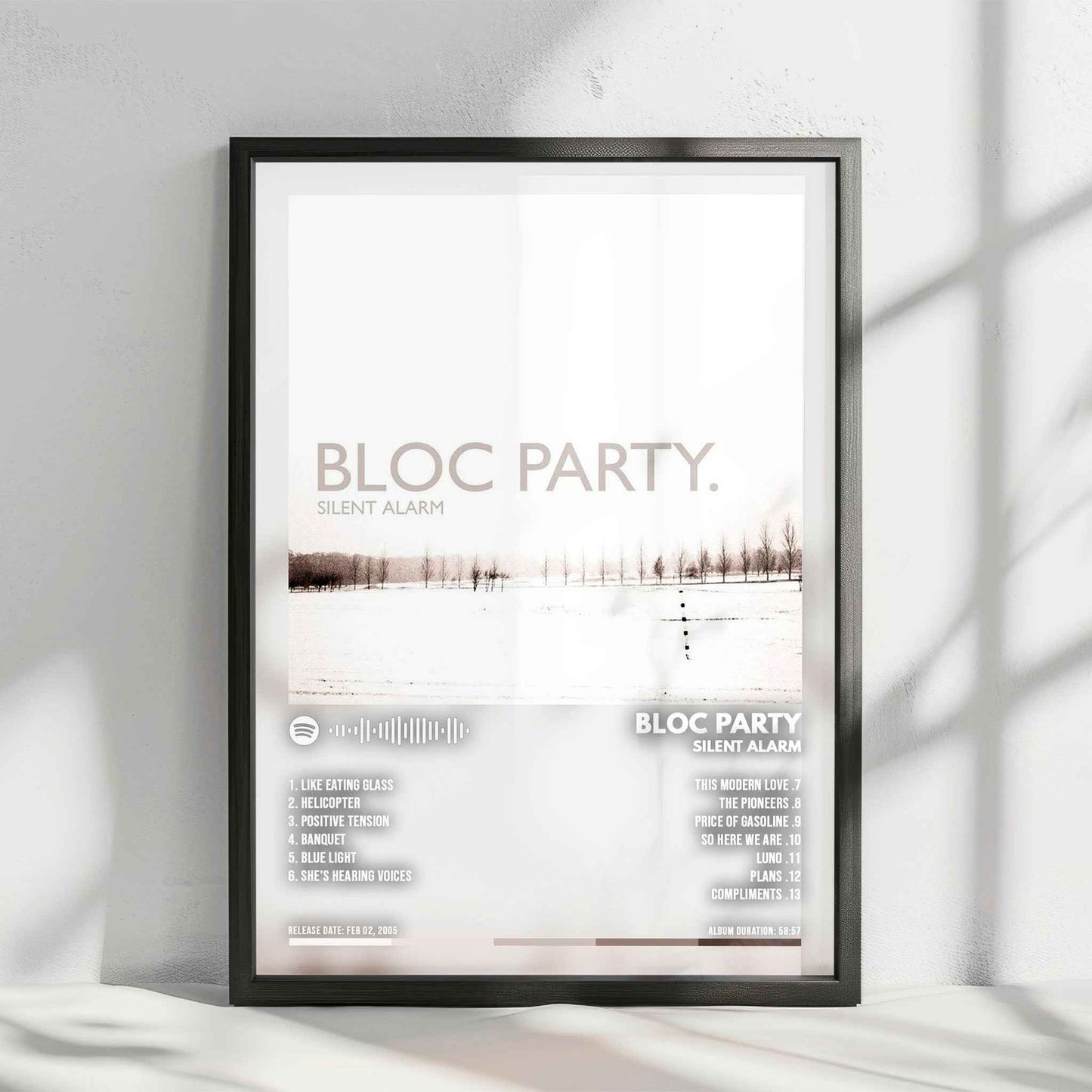 Bloc Party "Silent Alarm" Album Cover Poster - with Complete Tracklist