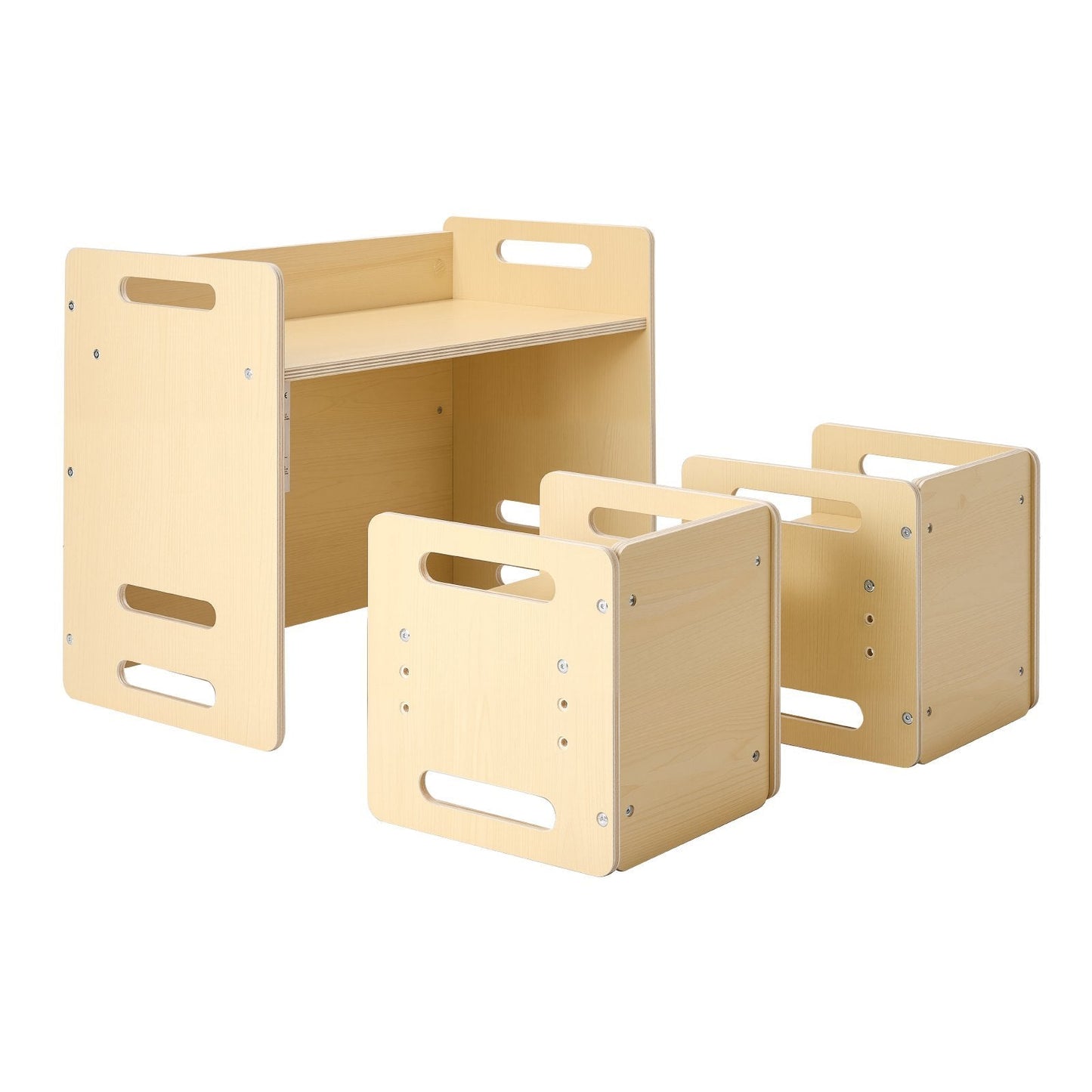 Montessori Weaning Table and Chair Set - Wooden Toddler Table with 2 Chairs, Adjustable Height Montessori Activity Table | Ideal for Reading, Eating, and Playing - Natural