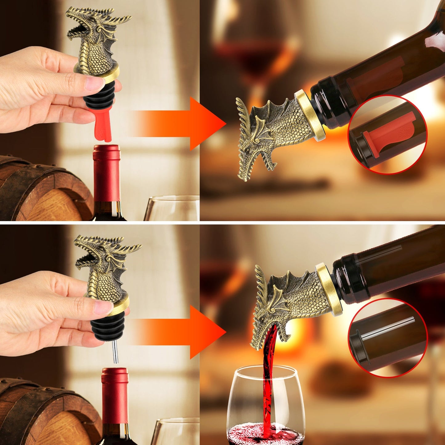 Dual Function Faucet Dispenser, Wine Stopper, Bottle Stopper, Interesting Faucet Dispenser For Cocktails And Whiskey Bottles, Kitchen Accessories