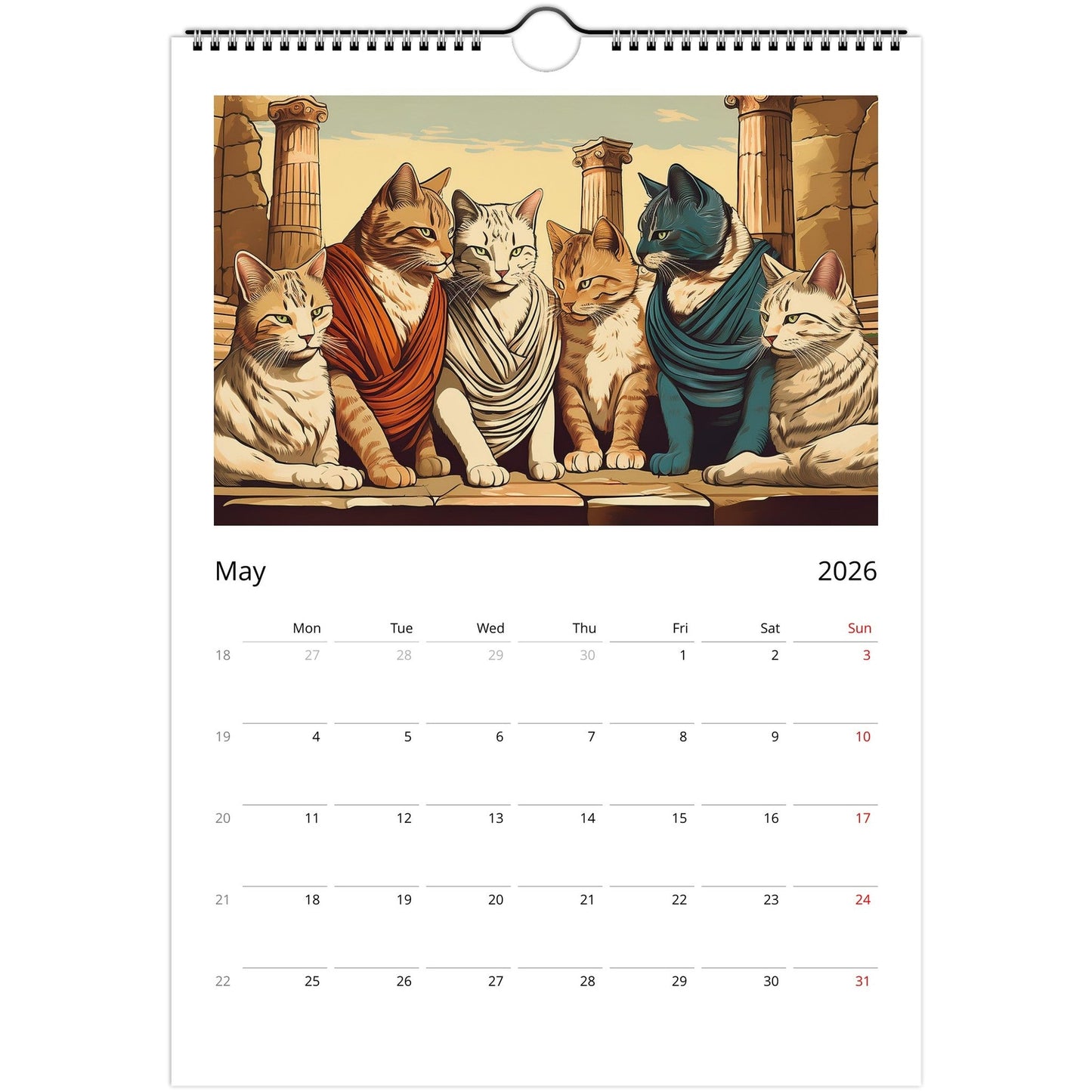 Ancient Roman Cats Wall Calendar – Vintage Feline Art, Eco-Friendly Gift for Cat Lovers 🐾🕌