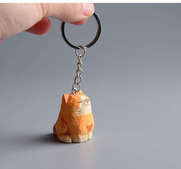 Handmade Wooden Cat Figurine - Artisan Carved Wood Cat Sculpture Home Decor Gift