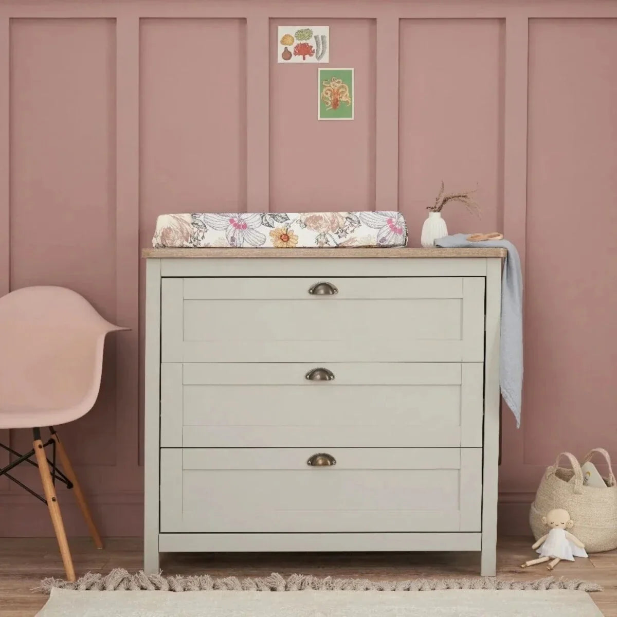 Tutti Bambini Verona Chest Changer - Dove Grey/Oak