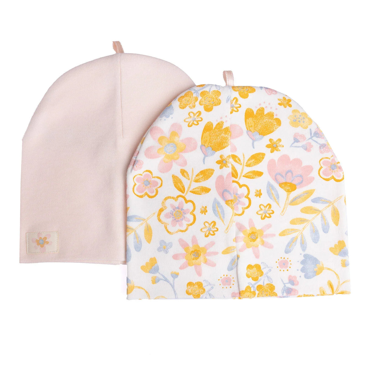 Little Plane 2 Pack Floral Pattern Knitted Baby Beanies (12 Months to 3 Years)