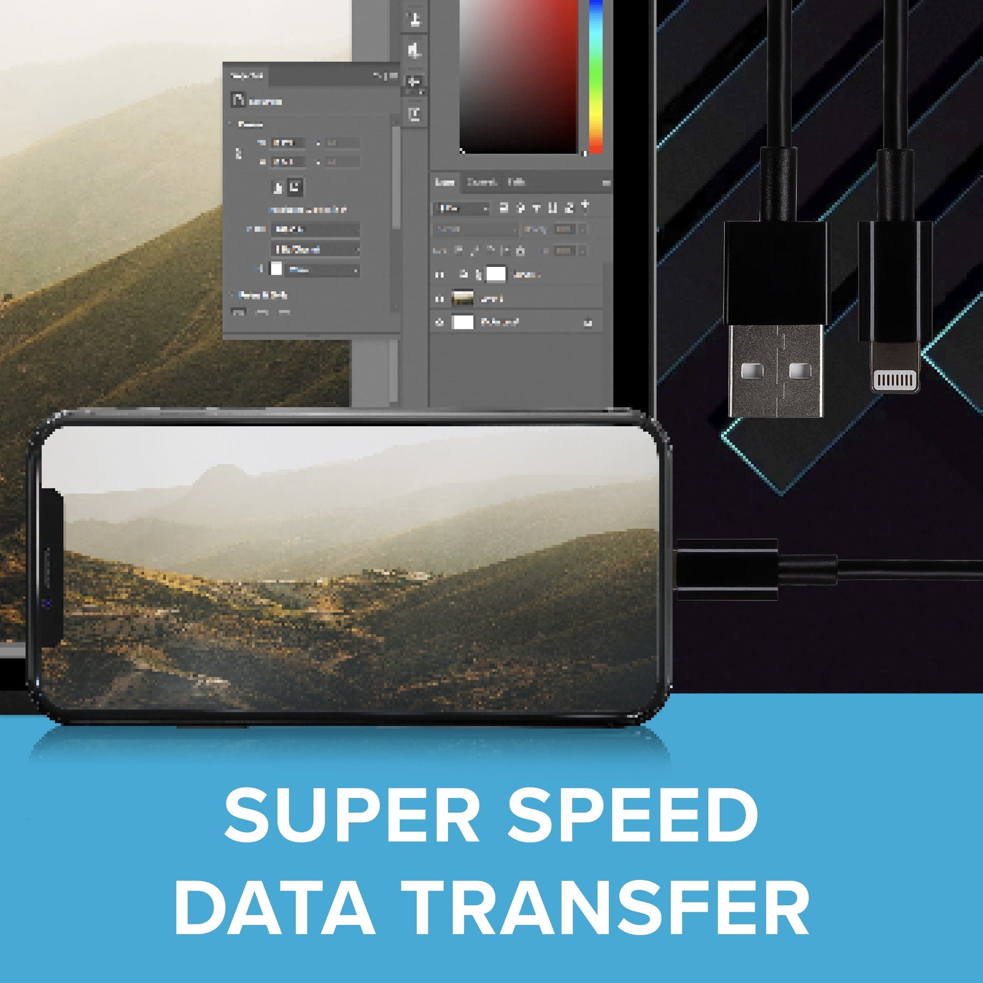 Maplin Lightning to USB-A Cable - Black, 1m