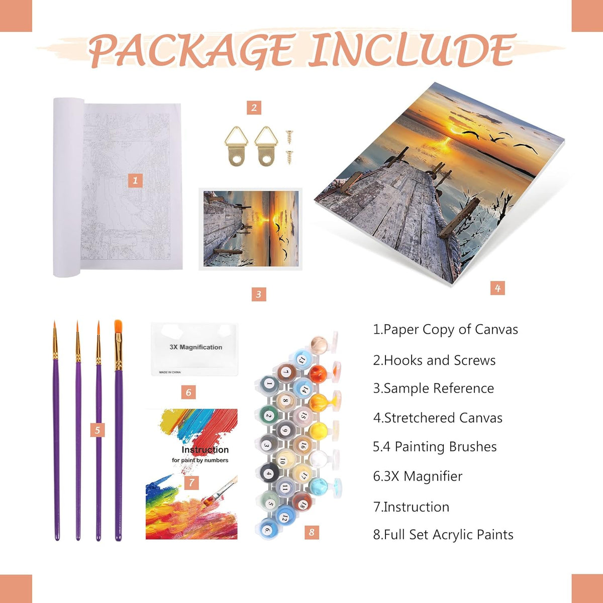 Paint By Numbers Kit DIY Canvas Painting Sunset 40x50cm Kids TONZOM