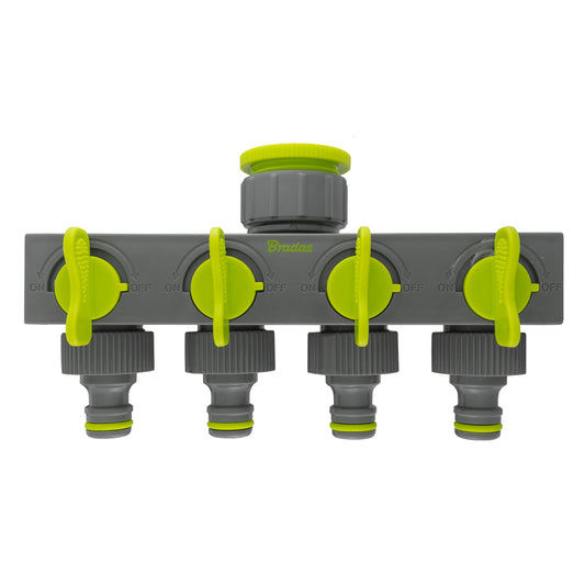4-Way Splitter with Valves Lime