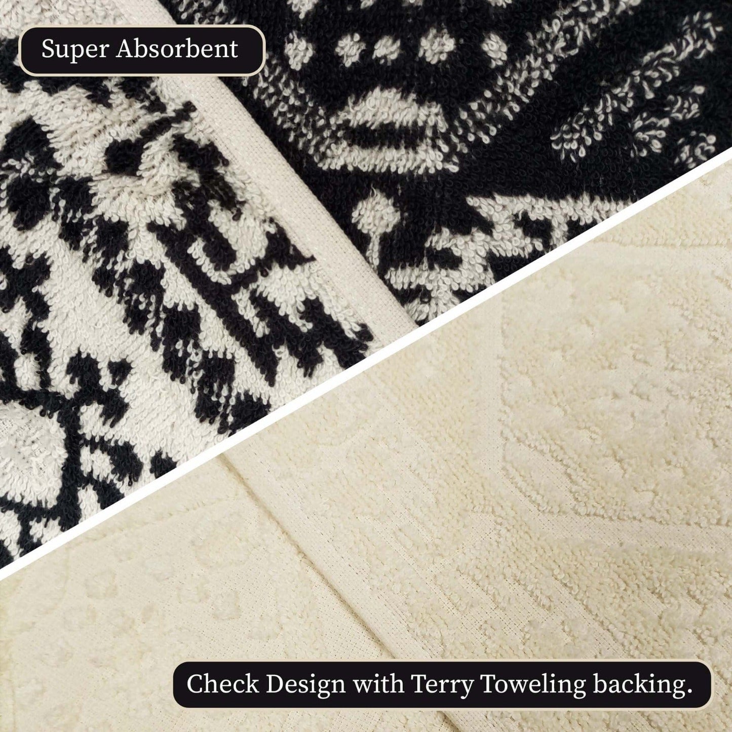 4 Piece Moroccan Towel Set 100% Cotton 500GSM High Absorbency Quick Drying Durable Soft Hand and Bath Towels for Elegant Bathroom Decor by OLIVIA ROCCO