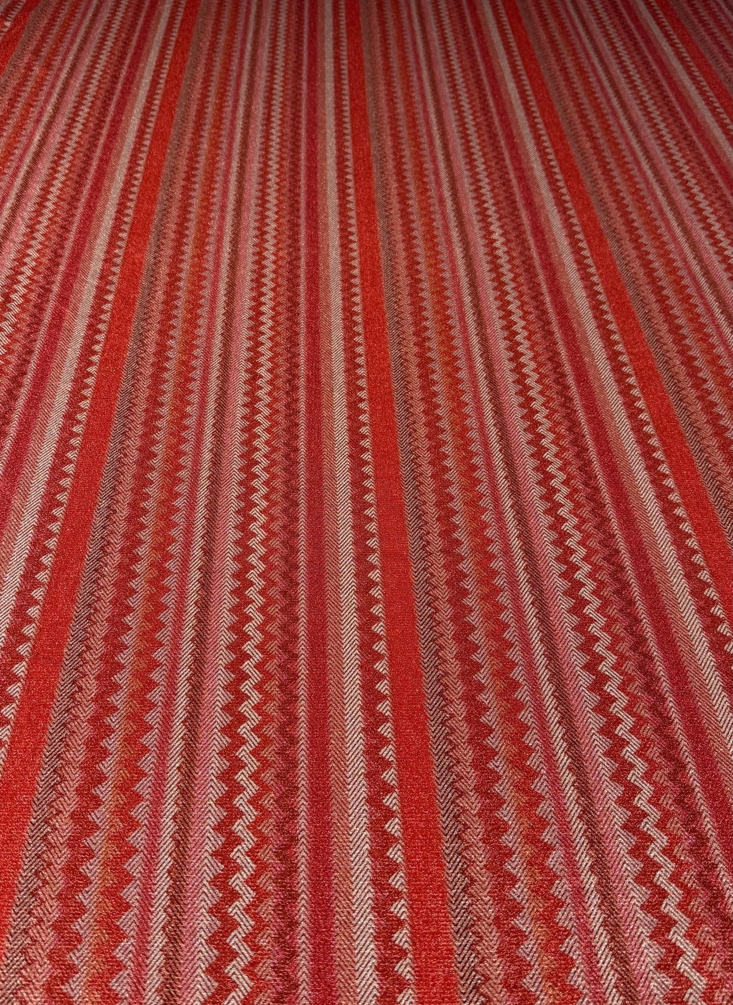 Pink Red Zigzag Knit Fabric with Lurex Accent
