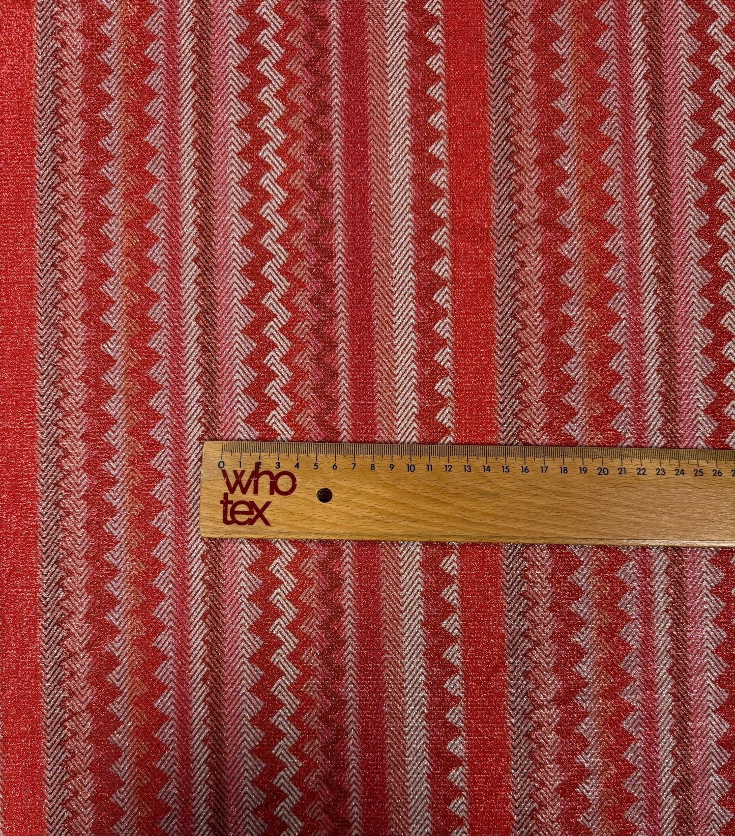 Pink Red Zigzag Knit Fabric with Lurex Accent