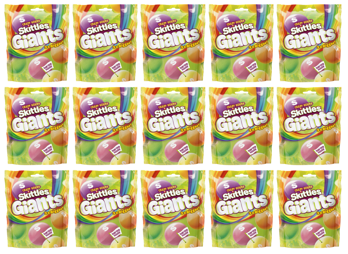 15 X Skittles Giants Sours Pouch 132G