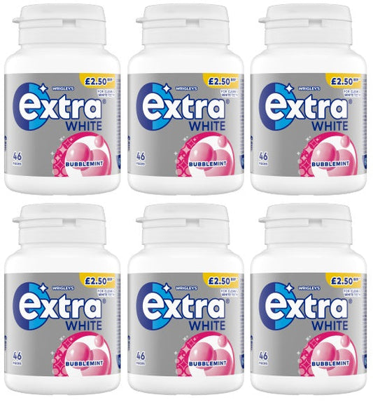 6 x Extra Bubblemint Chewing Gum Bottle - 46PCE