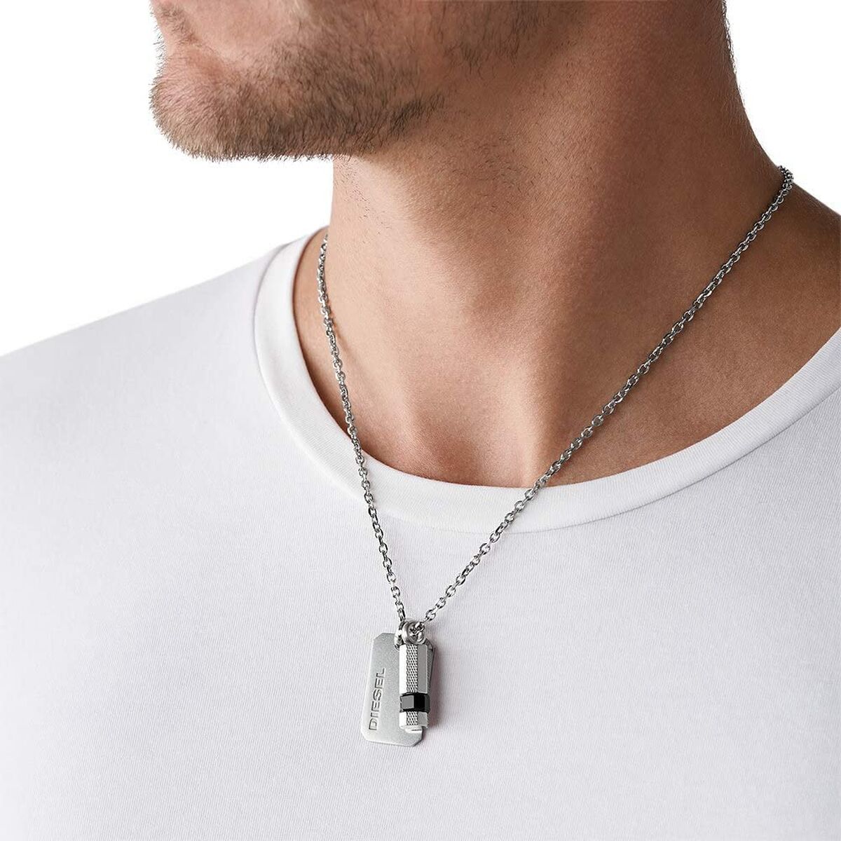 Men's Necklace Diesel DX1156040 Silver