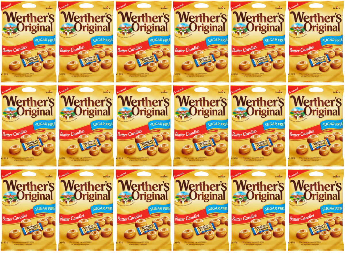 18 x Werthers Original Sugar Free Butter Candy Bag 80Gm