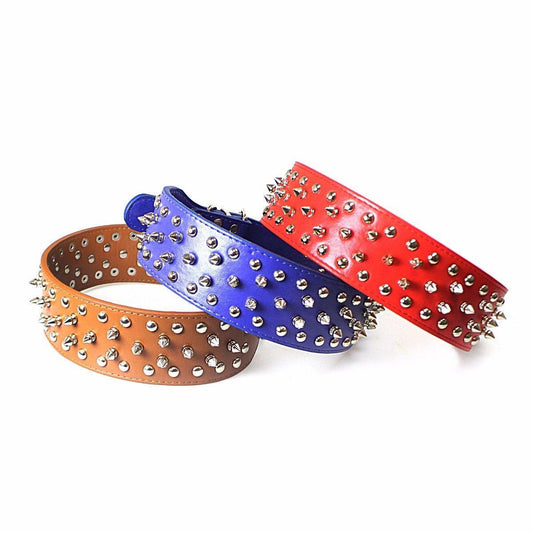 Adjustable Spiked Studded Leather Neck Strap for Stylish Cats and Dogs
