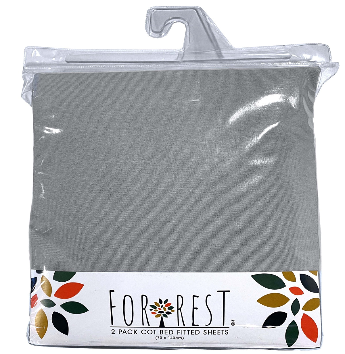 Forrest Cotton Fitted Sheets – Pack of 2, 140 x 70 cm Cot Bed Size, Grey