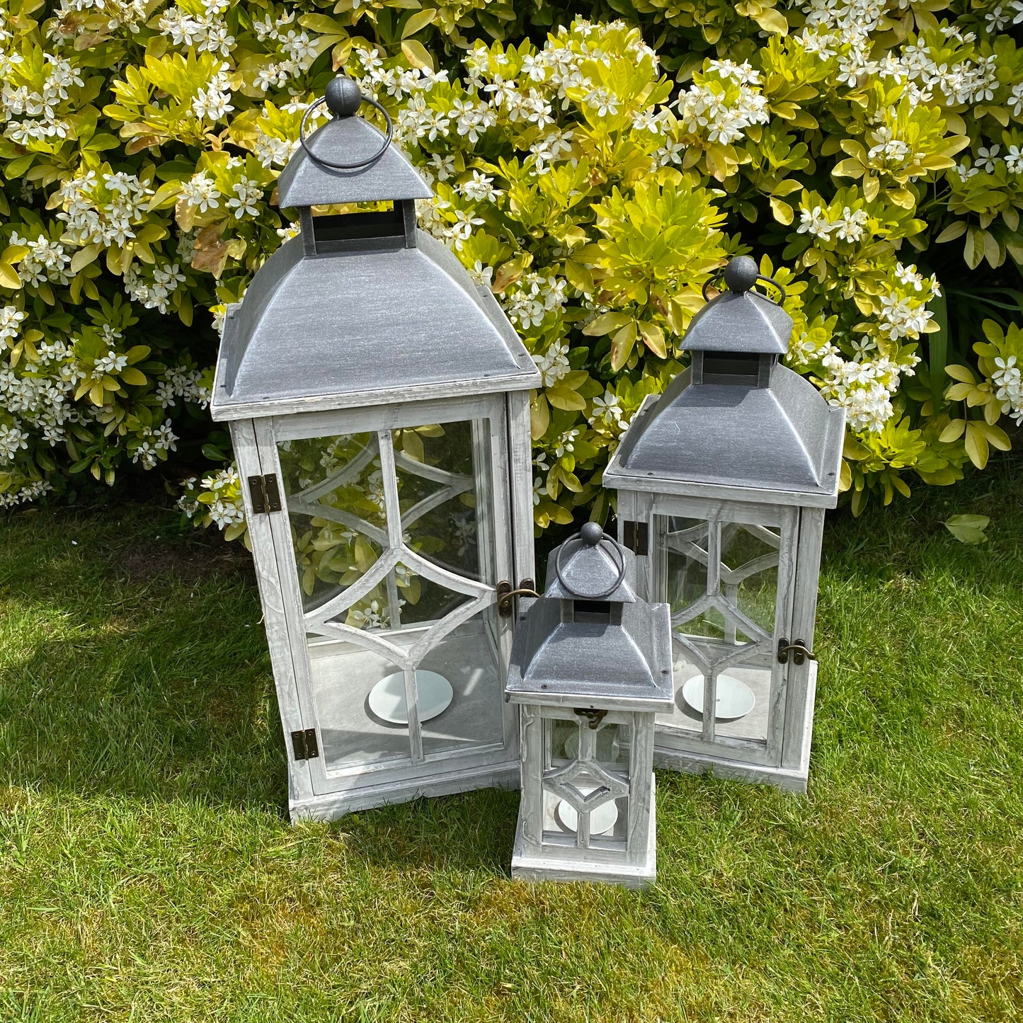 66/50/34CM SET 3 WOODEN LANTERNS