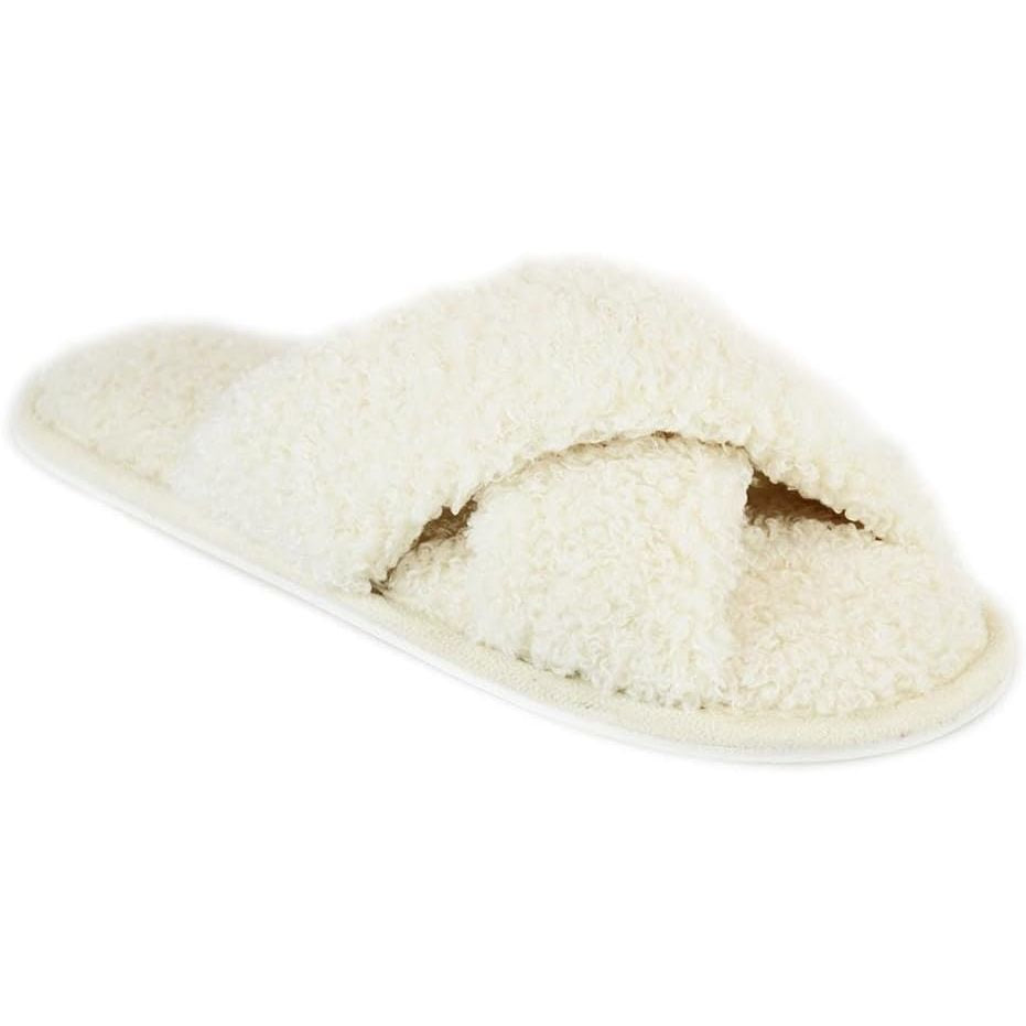 Ladie Winter Slippers Fluffy Fur Memory Foam Beige UK 5/6 (EU 38/39)