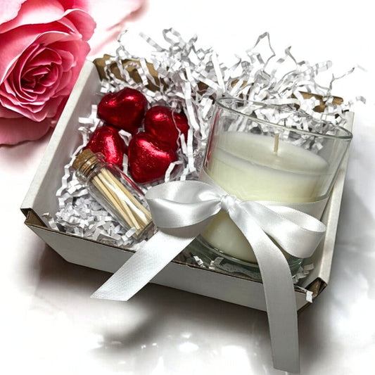 Aye Do Gifts White Ribbon Candle Gift Set for Christmas, Valentines, Birthday or Anniversary