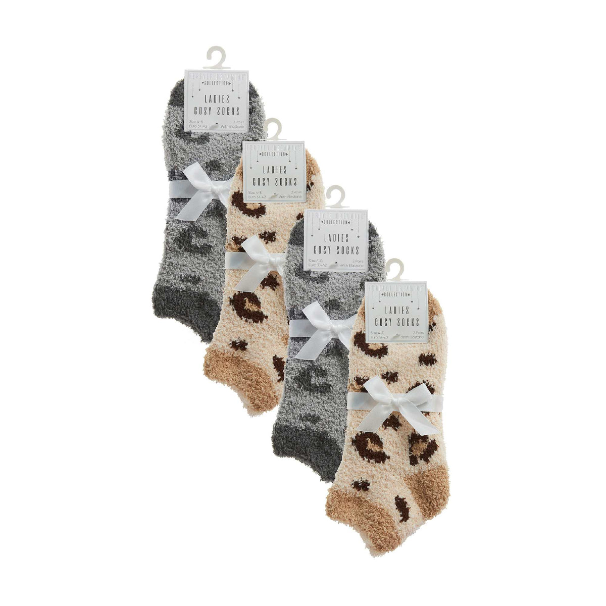 8 Pack Ladies Animal Print Low Cut Cosy Socks