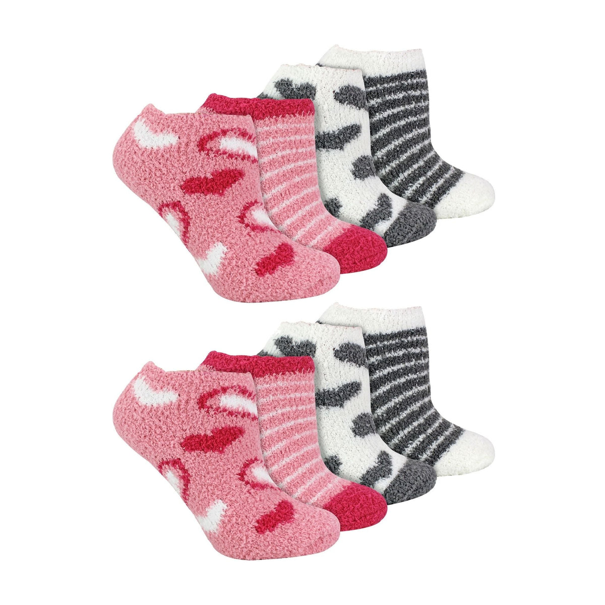 8 Pack Ladies Animal Print Low Cut Cosy Socks