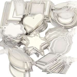 140 pc Silver Rimmed White Tags