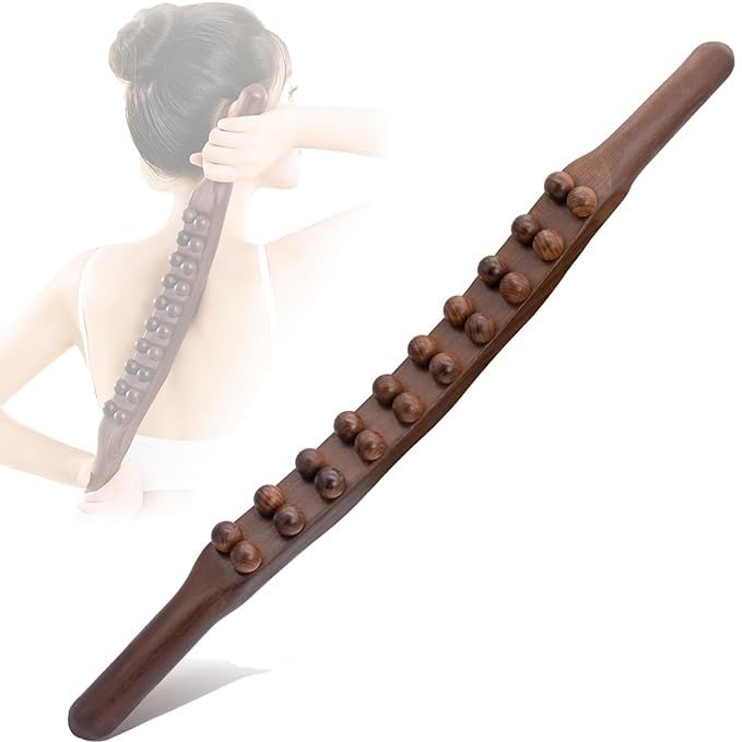 Wooden Gua Sha Massage Roller Stick for Muscle Relief (31 Ball)