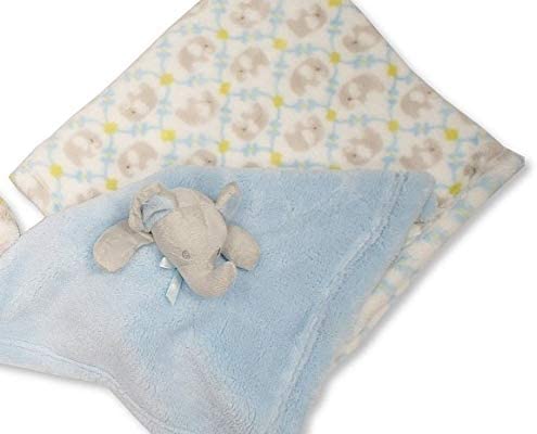 BEAUTIFUL SOFT BLANKET FOR BABY/CHILD WITH BLUE ELEPHANT PLUSH