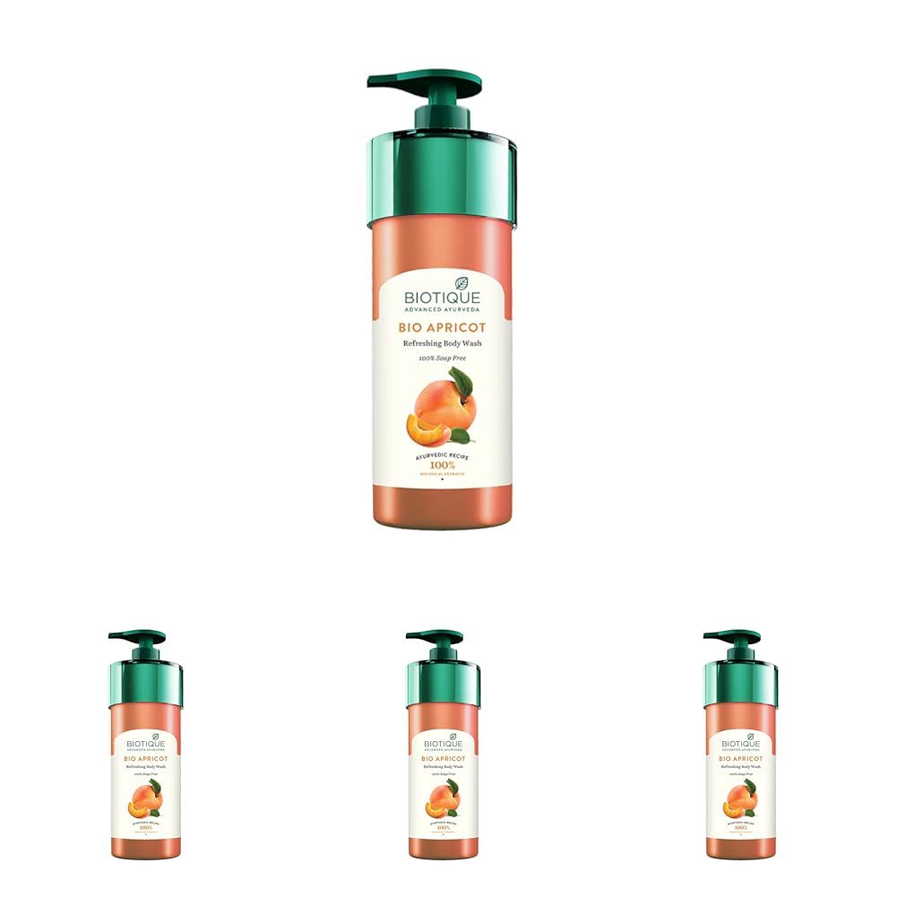 Biotique Apricot Body Wash 190ml - Refreshes, Brightens, All Skin Types