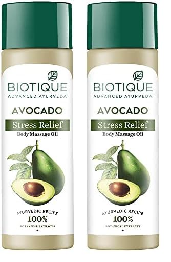 Biotique Avocado Stress Relief Massage Oil 200ml Hydrates Dry Skin