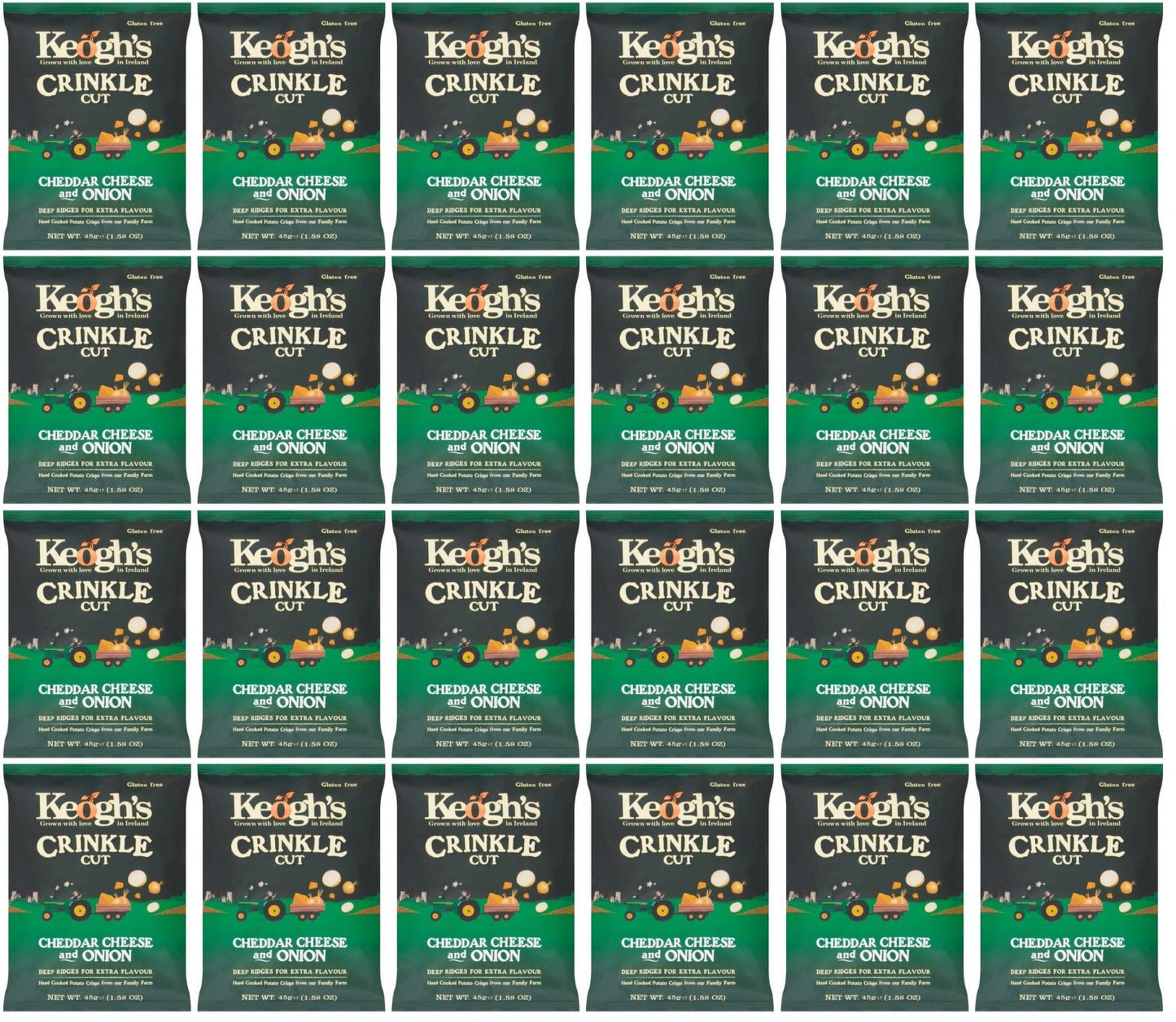 24 x Keogh's Crinkle Cut Cheddar Cheese And Onion 45G