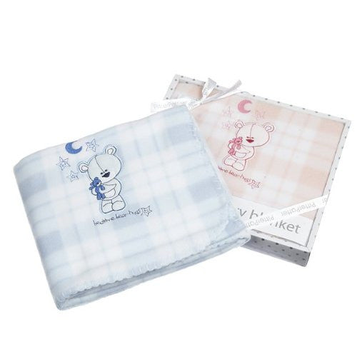 Bedtime bear hugs soft fleece gift boxed blanket/wrap by Pitter Patter pink