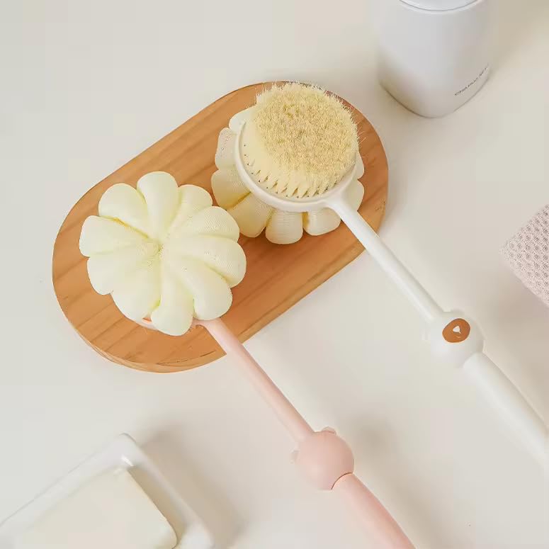 ZUPTIX Shower Brush with Loofah and Bristles for Exfoliating and Massage