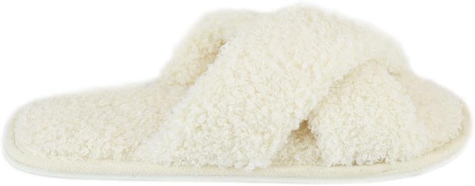 Ladie Winter Slippers Fluffy Fur Memory Foam Beige UK 5/6 (EU 38/39)