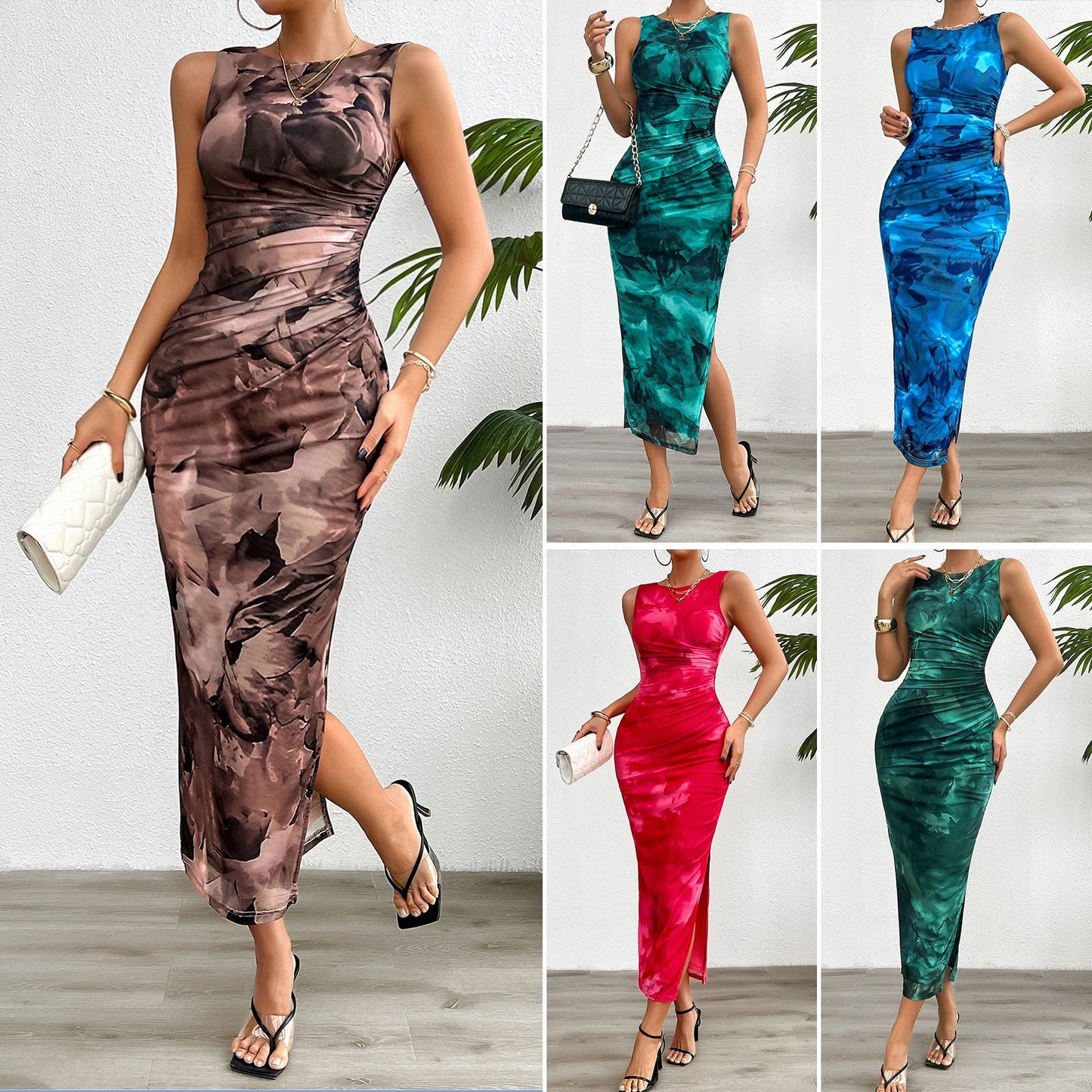 Elegant Slim Sleeveless Mesh Dress