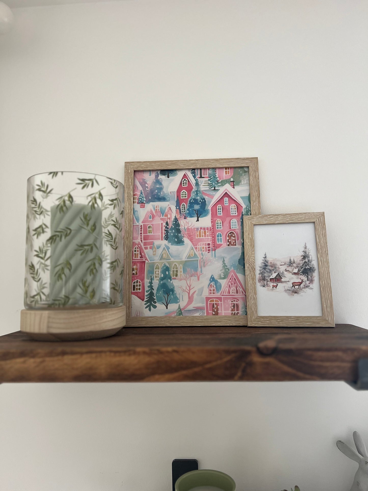 Pink Christmas Collage Winter Christmas Seasonal Wall Home Decor Print