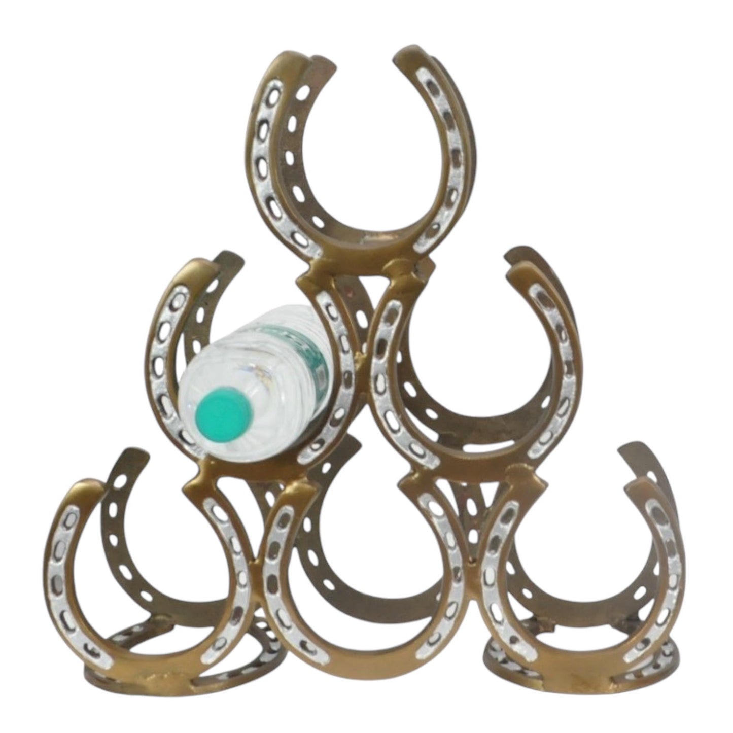 40CM ANTIQUE BRASS 6 BOTTLE WINE RACK