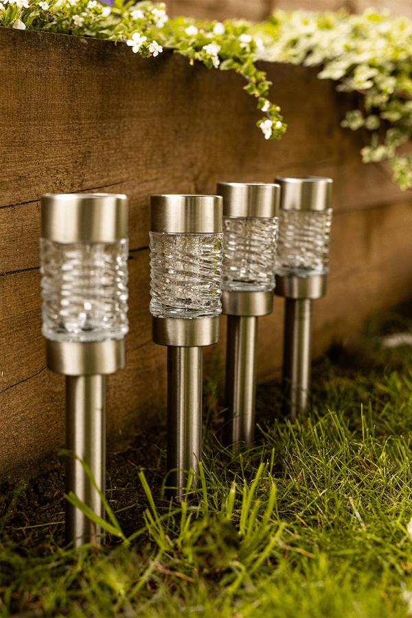 4 Pack Solar Garden Stake Lights with Removable Glass Lanterns