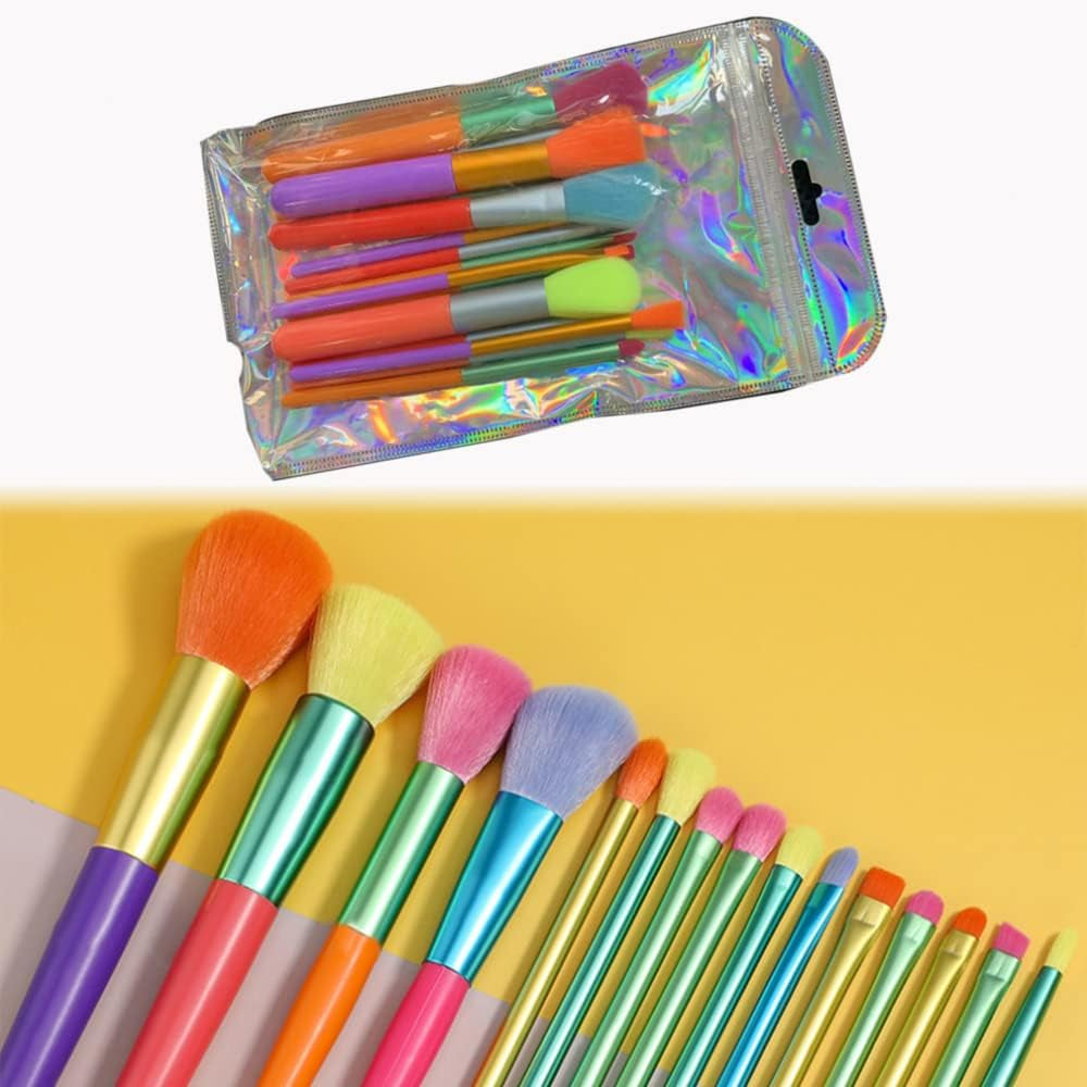 15 Colourful Makeup Brushes  Premium Synthetic Bristles for Kabuki Foundation Blush Eyeshadow Concealers Eye Face Liquid Powder Cream Brushes Sets