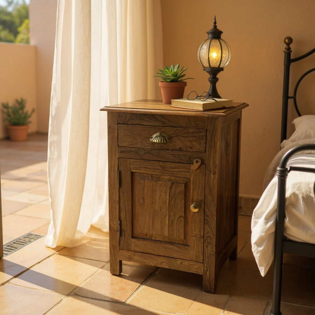 65CM WOODEN BEDSIDE CABINET