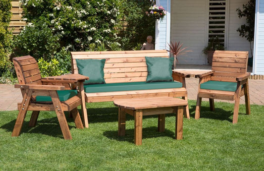Charles Taylor Trading Five Seater Multi Set With Green Cushion Brown