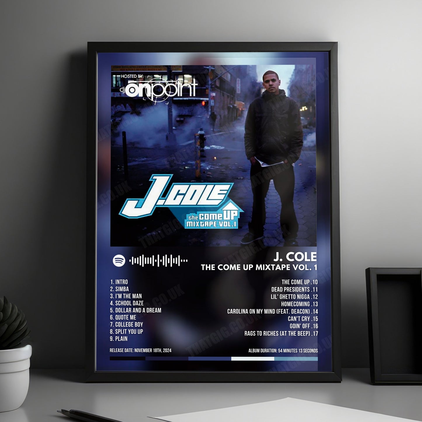 J. Cole "The Come Up Mixtape Vol. 1" Album Cover Poster - with Complete Tracklist