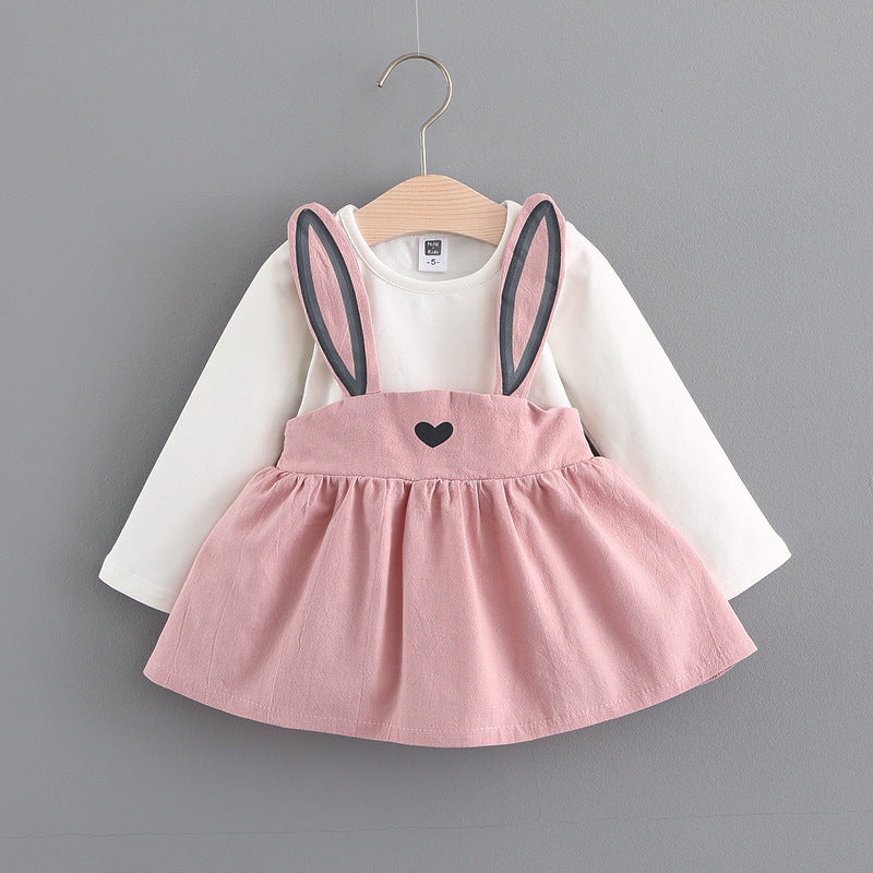 Autumn new Korean children's clothing, girls cute rabbit dress, baby baby princess dress 916