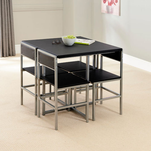 Space-Saving 4-Seater Compact Dining Set with Cushioned Chairs