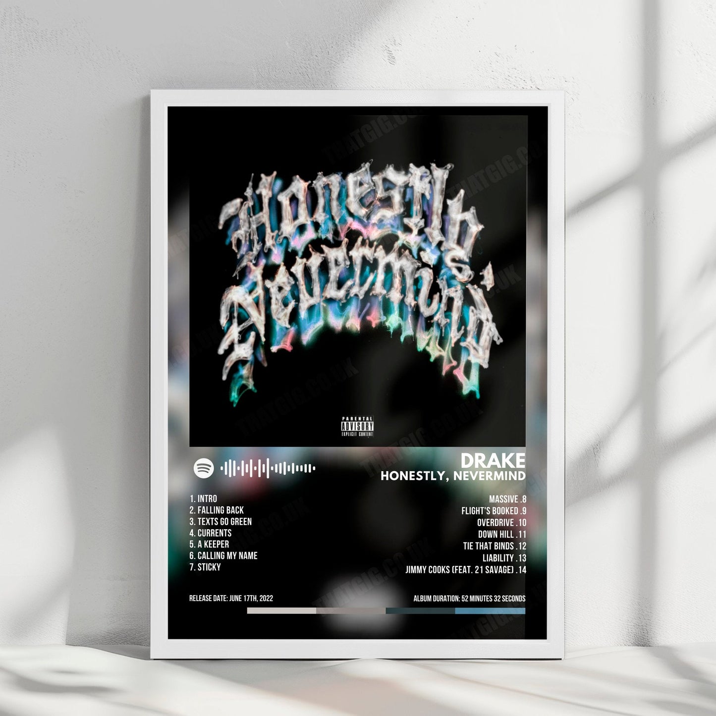 Drake "Honestly, Nevermind" Album Cover Poster - with Complete Tracklist