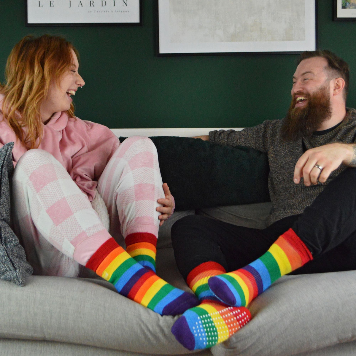1 Pack Rainbow Striped Thermal Socks for Winter