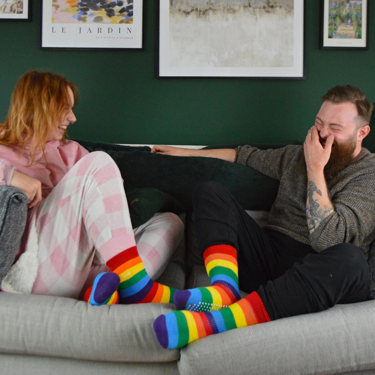 1 Pack Rainbow Striped Thermal Socks for Winter