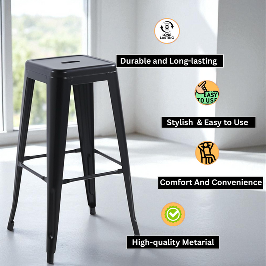 76CM BLACK METAL BAR STOOL