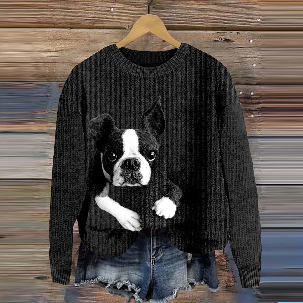 Digital Print Women's Fashion Round Neck Casual Top