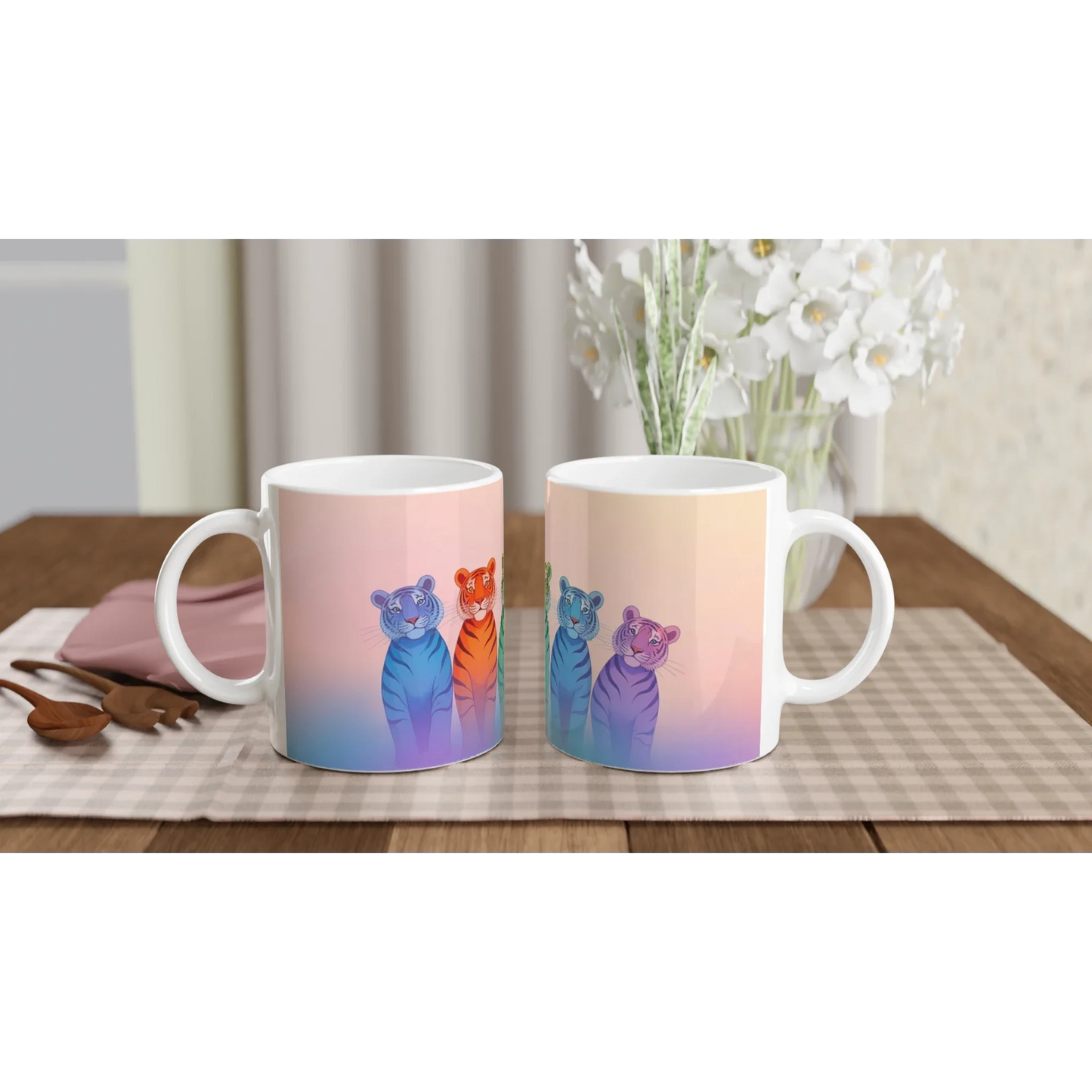🌈 Colourful Tigers Dream Mug – Vibrant Jungle Fantasy Ceramic Cup 🐅✨